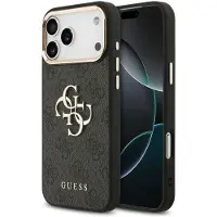 GUESS Coque 4G Metal Logo Backcover pour Apple iPhone 17 Pro Max - Gold Edge - Black