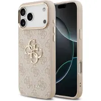 GUESS Coque 4G Metal Logo Backcover pour Apple iPhone 17 Pro - Gold Edge - Pink