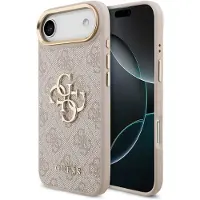 GUESS Coque 4G Metal Logo Backcover pour Apple iPhone Air - Gold Edge - Pink