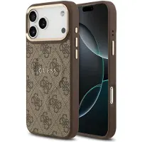GUESS Coque MagSafe Classic avec logo 4G pour Apple iPhone 17 Pro - Marron