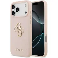 GUESS Coque Big 4G Logo Grained pour Apple iPhone 17 Pro - Rose