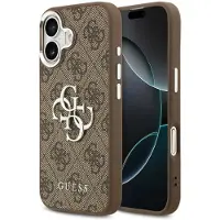 GUESS Coque 4G Metal Logo Backcover pour Apple iPhone 17 - Silver Edge - Brown