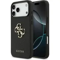GUESS Coque Big 4G Logo Grained pour Apple iPhone 17 Pro Max - Noir