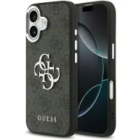 GUESS Coque 4G Metal Logo Backcover pour Apple iPhone 17 - Silver Edge - Black