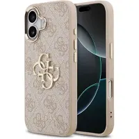 GUESS Coque 4G Metal Logo Backcover pour Apple iPhone 17 - Gold Edge - Pink
