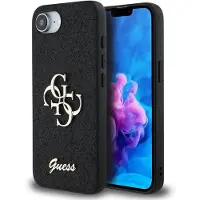 GUESS Pu Fixed Glitter 4g Metal Logo Iphone 16e Phone Case Noir