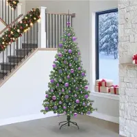vidaXL Sapin de Noël avec 300 LED avec support Vert 240 cm PVC