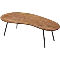 Wohnling Table basse design KASI 122x36x63 cm Sheesham avec pieds métal noir