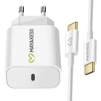 Avizar Mayaxess, adaptateur secteur 20W pour Google Pixel 10 Pro avec câble USB-C 1m, blanc