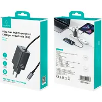 Usams Ładowarka Sieciowa Jc Series Cc266 65W Gan Fast Charger 2Xusb-C 1Xusb-A Czarny