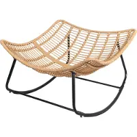 Happy Garden Fauteuil à bascule en rotin synthétique avec coussin noir CINTA