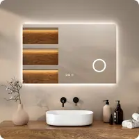 Mirlux Miroir de salle de bain LED - 110 x 70 cm - Rectangulaire, sans cadre - 3 modes d'éclairage réglables - Fonction anti-buée - Étanchéité IP44 ettactile
