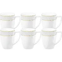 Wilmax England Tasse Wilmax 450 ml, porcelaine blanche à bord doré, lot de 6 WL-880102432/A6