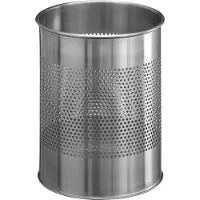 Durable Corbeille à papier INOX, 15 litres, argent métallisé, Poubelle, Argent