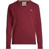 Gant pour homme. 87212 Pull-over à col en V en laine de mouton très fine de couleur bordeaux (XXL), Casuel