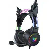 Onikuma X15 PRO Noir avec oreillettes en forme de cornes de cerf - CASQUE DE JEUX 3,5 mm