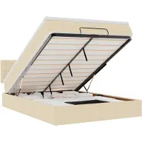 vidaXL Ottomane Lit avec matelas & LEDs Crème 140x190 cm Tissu