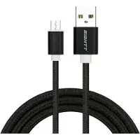 Eightt - câble usb vers microusb 1.0m - nylon tressé - couleur noir