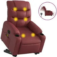 vidaXL Fauteuil de massage avec releveur électrique vin rouge similicuir