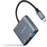 Nanocable 10.16.4304 Usb-c To Hdmi/vga/usb Converter Clair