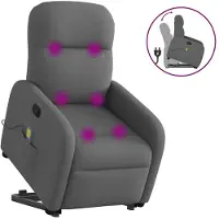 vidaXL Fauteuil de massage avec releveur Tissu gris foncé