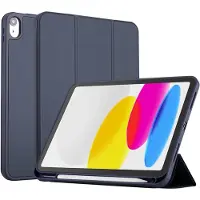 Accezz Coque tablette portefeuille Smart Silicone pour Apple iPad 11 (2025) 11 pouces A16 / iPad 10 (2022) 10.9 pouces - Bleu foncé