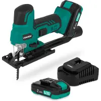 Vonroc Scie sauteuse sans fil 20 V – Poignée ergonomique | Avec 2 batteries 2,0 Ah et chargeur rapide