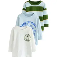 Next T-Shirt bleu pastel / vert foncé / orange / blanc