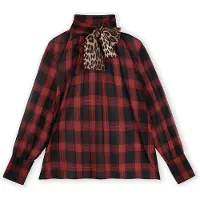 Lola Casademunt Chemisier beige clair / umbra / rouge foncé / noir