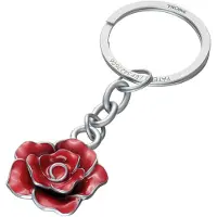 Troika Porte-clés Rose, métal émaillé, rouge et argenté, Rouge, Argent