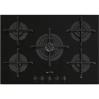 Smeg Cucina PV275B Table de cuisson à surface plane 72 cm Gaz 5 brûleurs Noir