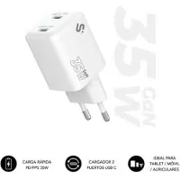 Subblim Chargeur Mural Gan 2x Usb-c 35w
