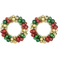 vidaXL Couronnes de Boules de Noël 2 pcs Multicolore 33 x 33 x 7 cm