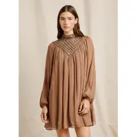 Pepe Jeans pour femme. PL9537730 Robe Magnolia marron (M), Casuel, Viscose, Manche longue