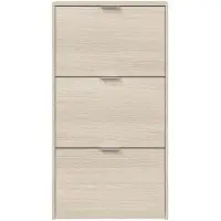 CALICOSY Meuble à chaussures NOLAN 3 abattants (18 Paires) L60cm x H113cm - Bois