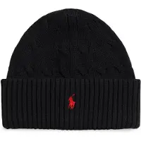Ralph Lauren unisex. 323980663003 Bonnet en coton à torsades noir (L/XL), Casuel