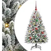 vidaXL Sapin de Noël artificiel Vert et blanc 120 cm PVC et métal