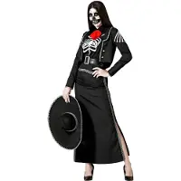 Atosa Mexican Skeleton Woman Costume Noir M-L Enfants