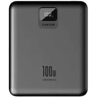 Canyon Batterie externe, PB-2008 LED FLAT 20000 mAh PD100W QC3.0 Gris foncé