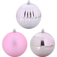vidaXL Ensemble de Boules de Noël 15 pcs Rose Plastique