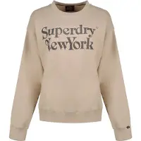 Superdry pour femme. W2012395A Brand Mark Sweat-shirt ample beige (L), Casuel, Coton