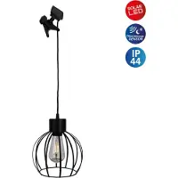 Näve Suspension solaire à LED, pince, cage noire, H 100 cm