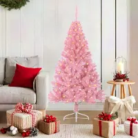 vidaXL Sapin de Noël artificiel pré-éclairé Rose 150 cm PVC