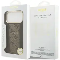 GUESS Étui pour IPHONE 17 Pro Max compatible avec MagSafe GUHMP17XPG4SEMCW (PU W/ 4G Stripe) marron