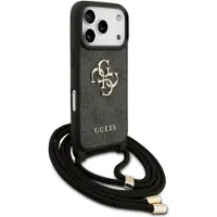GUESS 4g Big Logo Cord Stap Crossbody Iphone 17 Pro Phone Case Noir
