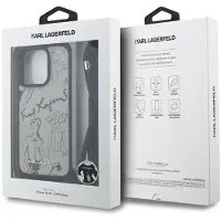 Karl Lagerfeld case passend für IPHONE 16 PRO KLHCP16LPGGRMPCG kompatibel mit MagSafe (CRSSBY GrainedPolyuréthaneW/ Pattern & Logo) grey