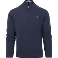 Gant pour homme. 87213 Pull en laine de mouton très fine avec demi-fermeture à glissière marine (XL), Casuel, Coton