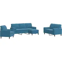 vidaXL Ensemble de canapés 4 pièces avec coussins et traversins Bleu velours
