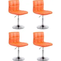 CLP Lot de 4 chaises longues Palma V2 en similicuir, réglables en hauteur et pivotantes. Orange