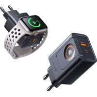 Mcdodo CH-3700 Chargeur 30W 2-en-1 USB-C+A, noir (30 W, 3 ports), Chargeur USB, Noir